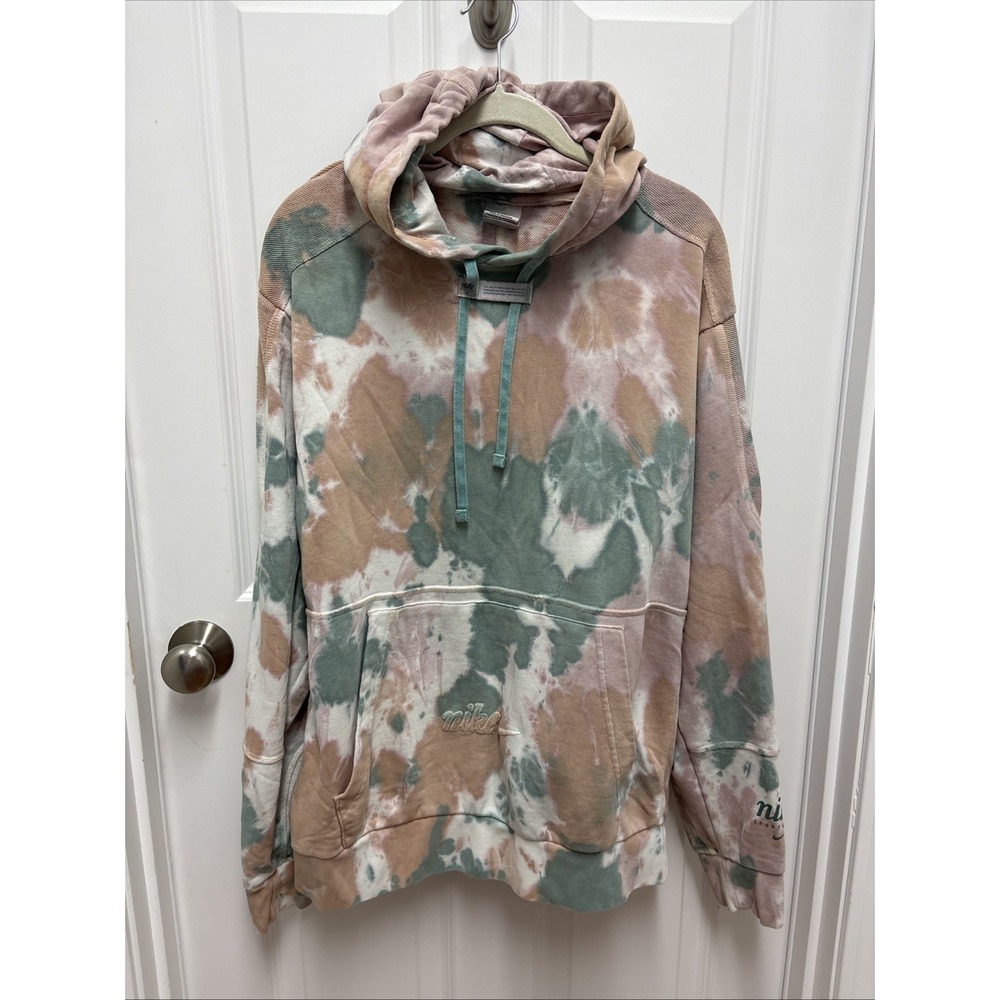 Nike Mens Tie Dye Oversized French Terry Pullover Hoodie - Size Large